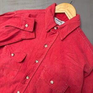 Vintage Five Brothers Red Long Sleeve Button Down Shirt Size Medium Cotton